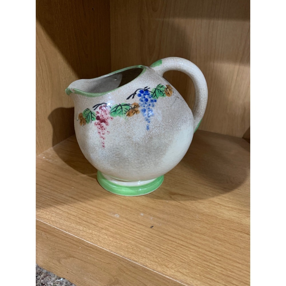 Vintage Hand Painted Japan Grape Pitcher Creamer Retro Cottagecore Boho